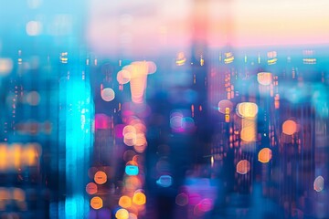 Fototapeta premium Defocused city lights and buildings at night. Cityscape background concept.