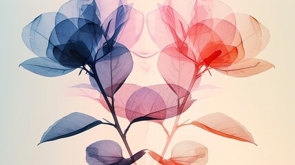 Abstract Botanical Art with Transparent Leaves