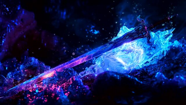 Azure Inferno: The Blue Fire Adhering to the Sword