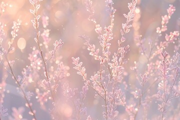 Naklejka premium Delicate pink flower branch against a soft blurry background. Spring nature concept.