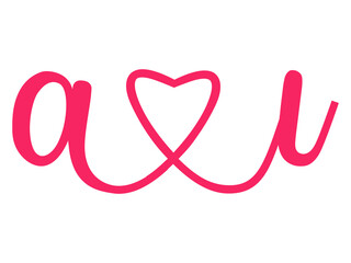 Initials Letter a.i Love Calligraphy