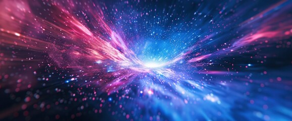 Data Bursts In A Serene Cosmic Environment, Cartoon Style, Background