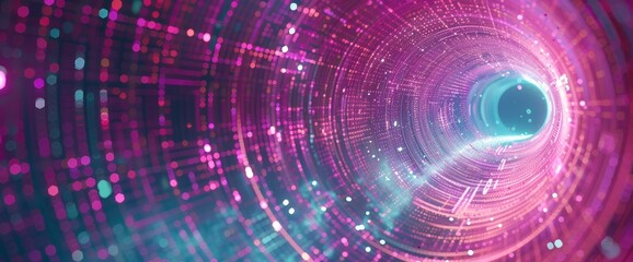 Fototapeta premium Data Streams Merging Into A Holographic Vortex, Cartoon Style, Background