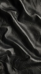 Fototapeta premium Macro shot of genuine black leather with fine grain. Material texture concept.