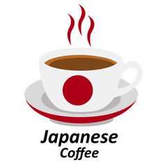 japanese coffee cup logo design vector illustration