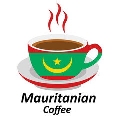 mauritanian coffee cup logo design vector illustration