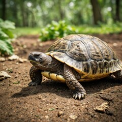 Obraz premium turtle in the jungle walking 
