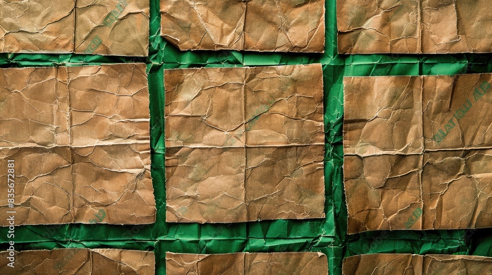 Poster texture background of cardboard package with a green pattern
