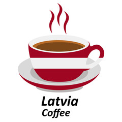 latvia coffee cup logo design vector illustration