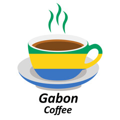 gabon coffee cup logo design vector illustration