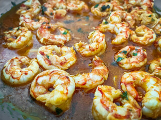 grilled shrimp cooked in a stew at a restaurant