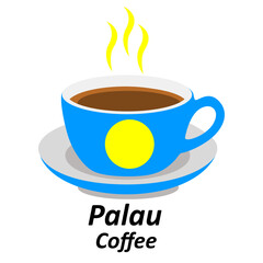 palau coffee cup logo design vector illustration