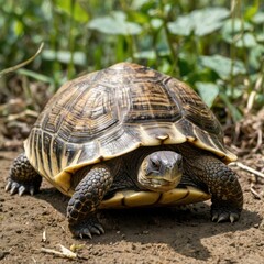 Obraz premium turtle in the jungle walking 