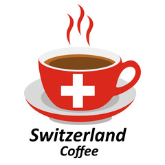 switzerland coffee cup logo design vector illustration