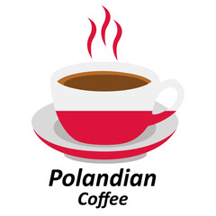 polandian coffee cup logo design vector illustration