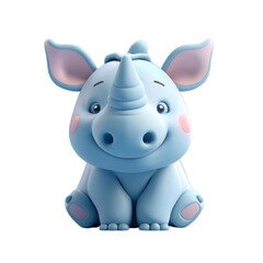 Naklejka premium Cute blue cartoon baby rhinoceros