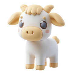 3D rendering of a cute cow.