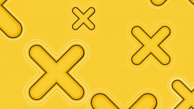 Abstract background yellow 3d with rounded X's animating slowly 4k seamless loop