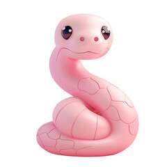 Cute pink snake 3D illustration.