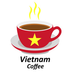 vietnam coffee cup logo design vector illustration