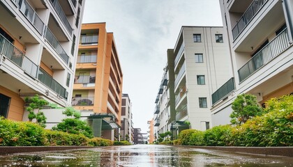 Fototapeta premium 降雨後の都市