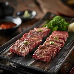 Fototapeta premium Savoring Tradition - Exquisite Wagyu Beef Dish in Japanese Culinary Culture