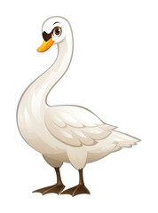 Cute swan cartoon illustration isolated on white background