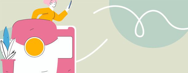 Use red envelopes to attract new customers and promote activity. Flat vector character concept illustration
