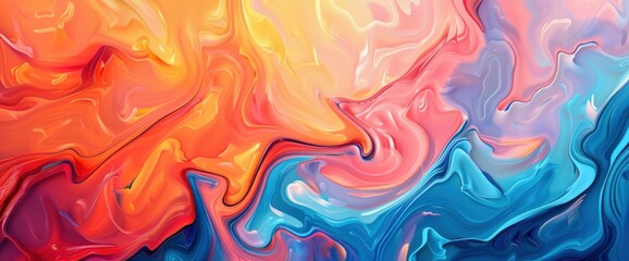 Fluid Kinetic Energy In Abstract Art, Cartoon Style, Background