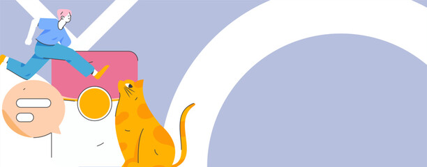 Use red envelopes to attract new customers and promote activity. Flat vector character concept illustration
