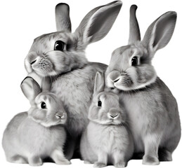 Fototapeta premium Adorable rabbit family poses for a portrait. 