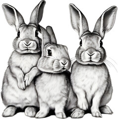 Fototapeta premium Adorable rabbit family poses for a portrait. 