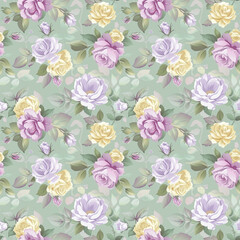 Floral variety color, form natural, seamless fabric pattern.