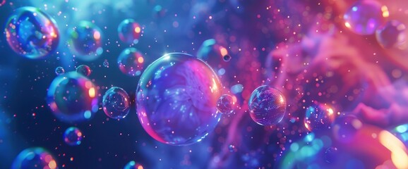 Holographic Data Spheres In Abstract Space, Cartoon Style, Background