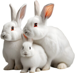 Adorable rabbit family poses for a portrait. 