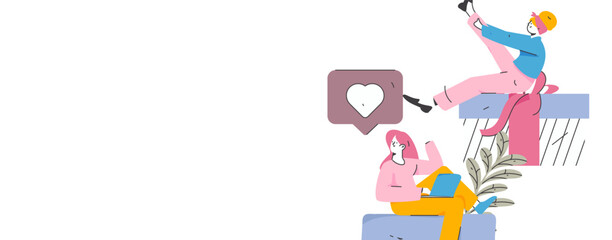 Use red envelopes to attract new customers and promote activity. Flat vector character concept illustration
