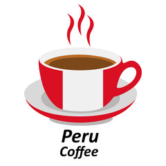 peru coffee cup logo design vector illustration