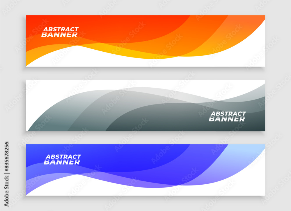 Wall mural pack of three wide website slider template for business advertisement