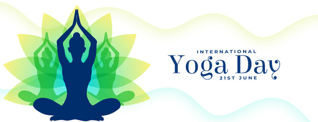 elegant international yoga day 21st june white banner