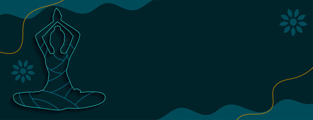 lineart world yoga day event banner with text space