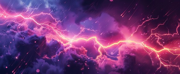 Lightning Energy In Abstract Form, Cartoon Style, Background