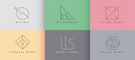 abstract and elegant geometric identity symbol template in set