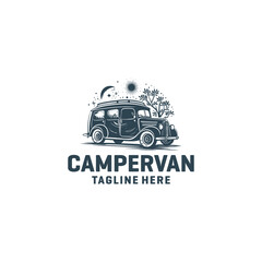 Camper van logo vector illustration