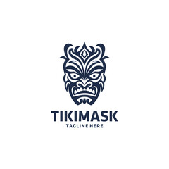 Tiki mask logo vector illustration