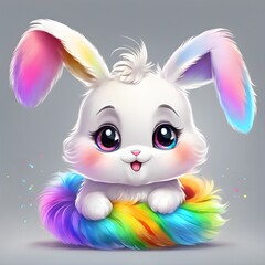 Naklejka premium Rainbow Bunny Delight