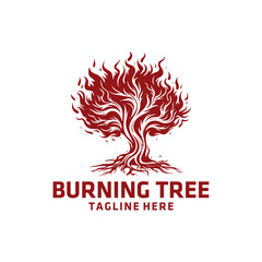 Burning tree logo vector illustration