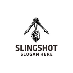 Slingshot vintage logo vector illustration