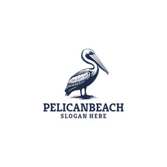 Pelican beach logo vector illustration