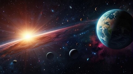 Obraz premium A universe with realistically dazzling and fascinating planets