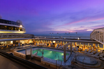 Luxury cruise ship on vacation heading to Panama Canal, central America and USA.